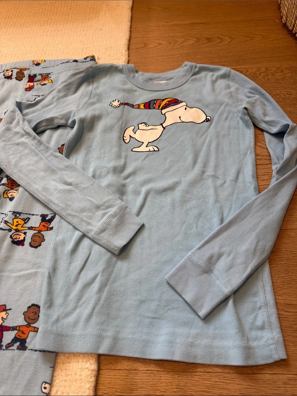 Hanna Anderrson Light Blue Kids Pajama Set with Snoopy Peanuts Graphic